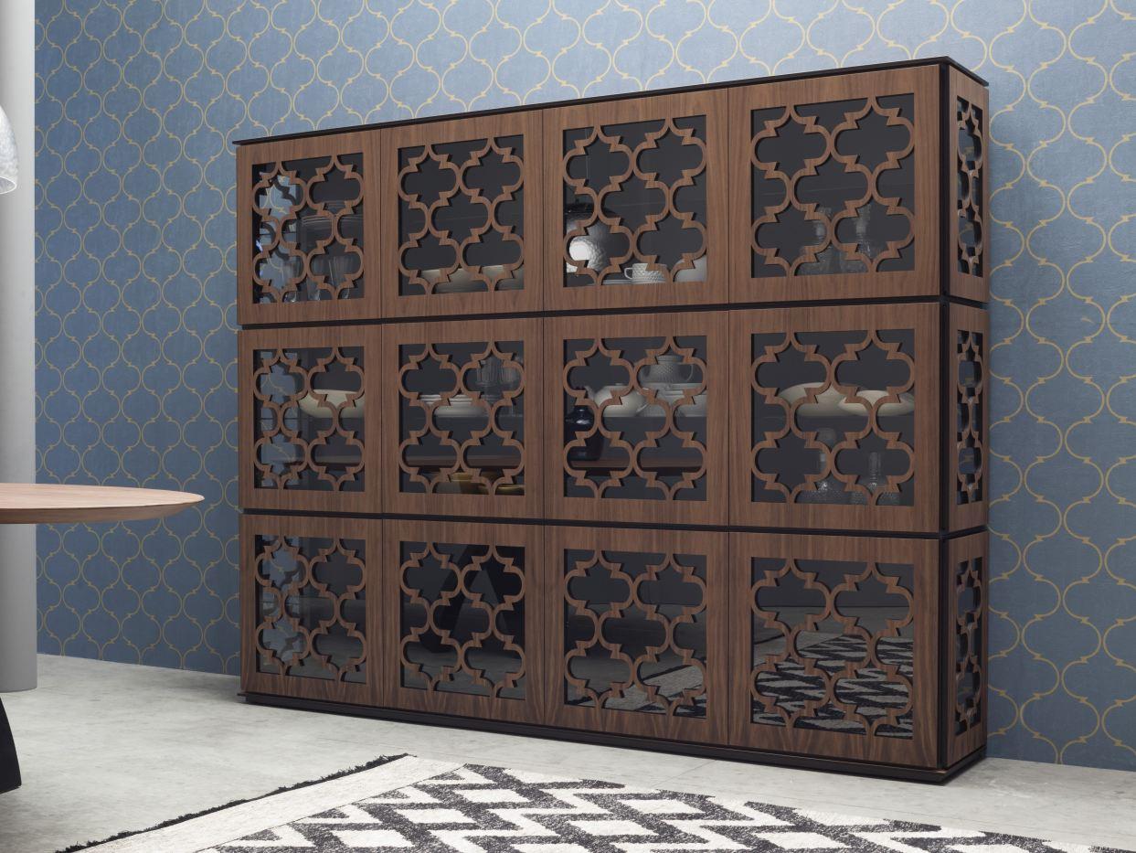 MARRAKESH Wood and glass highboard
