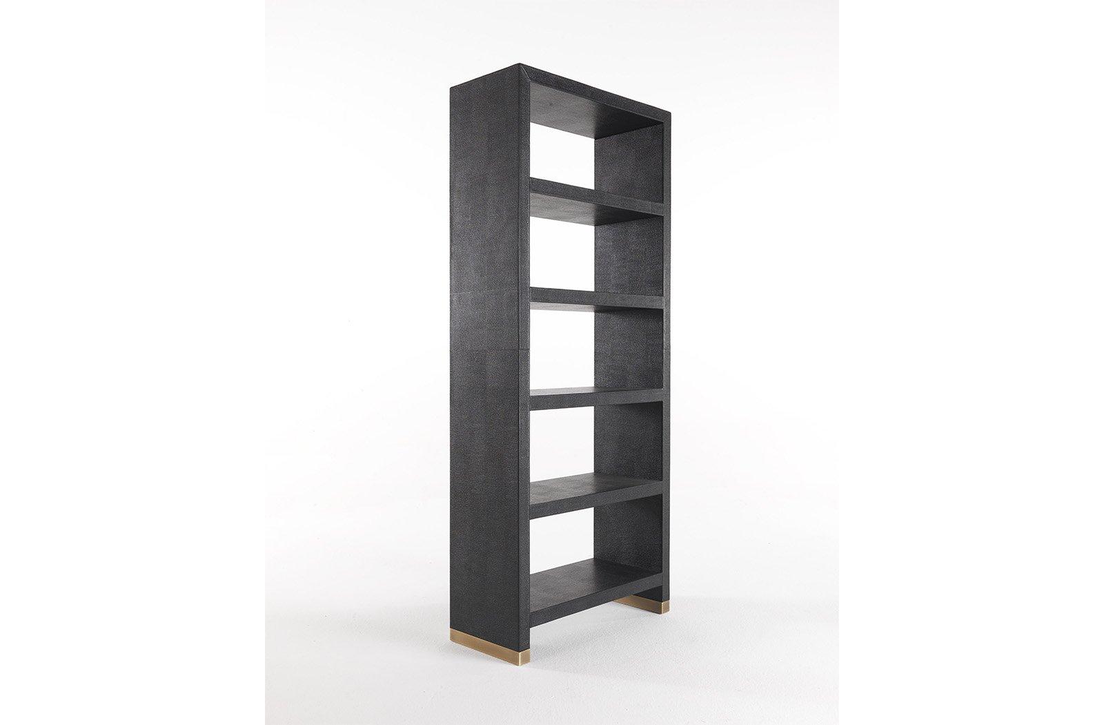 KAY Open double-sided leather bookcase