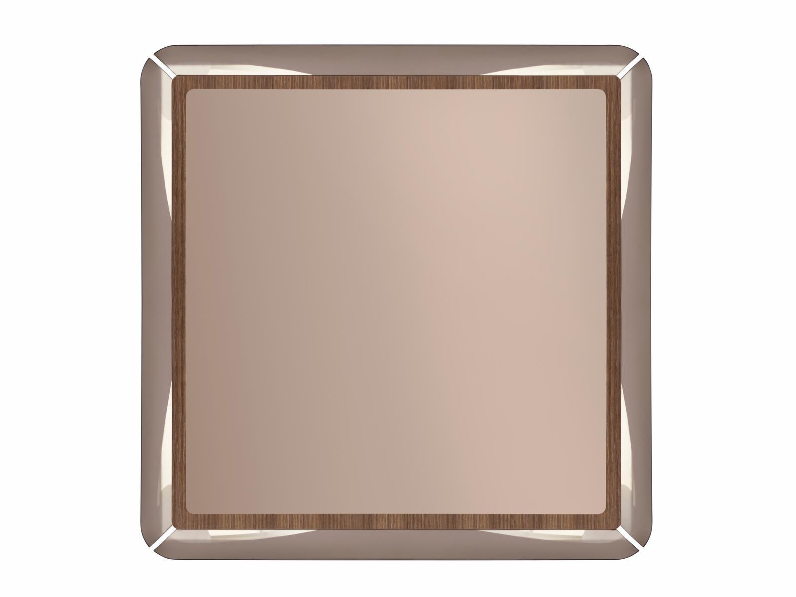 MAXXI Square wall mirror with walnut frame