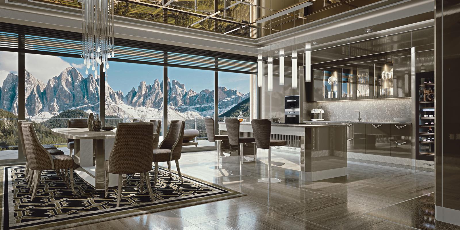 Lacquered kitchen with handles Brummel Essenza