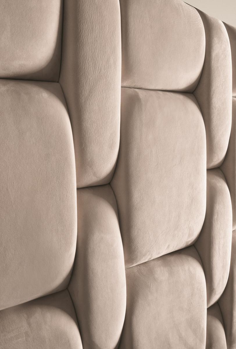 JUBILEE L Leather king size bed with upholstered headboard