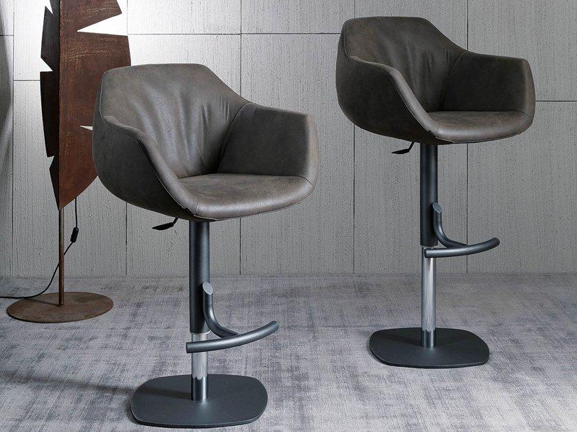 BORIS Upholstered leather stool with gas lift