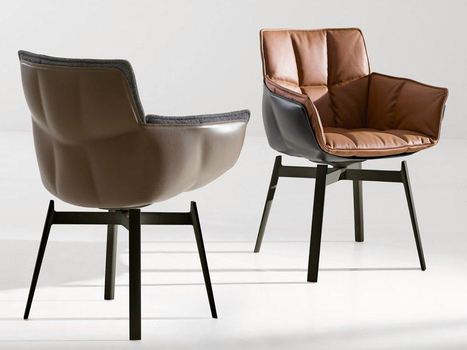 HUSK Leather chair with armrests