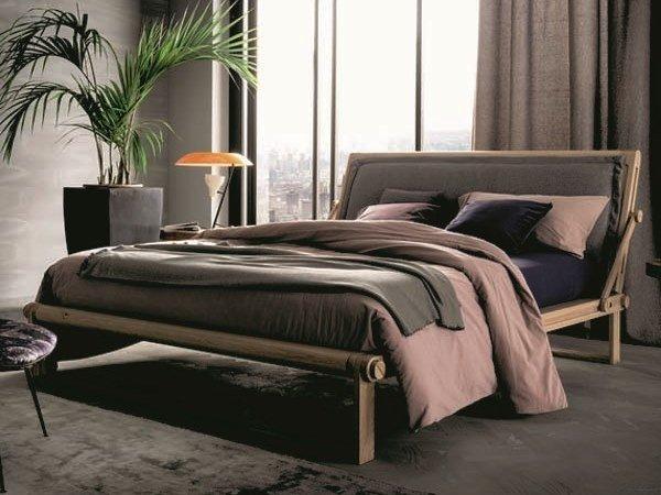 TECNO II Oak double bed with adjustable headrest