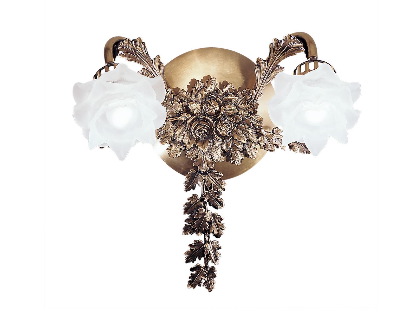 ROSE 700/A2 Antique Brass wall light with glasses