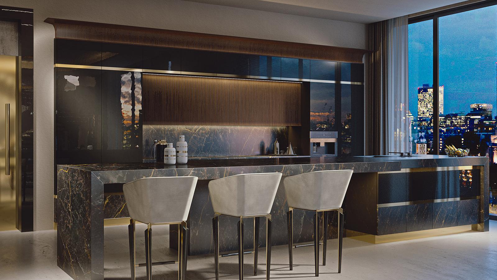 Lacquered kitchen with handles Brummel Jewel