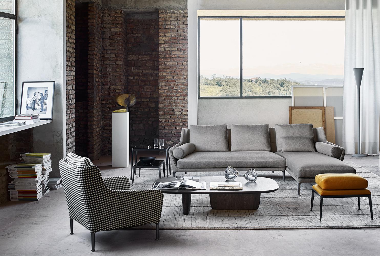 ÉDOUARD Fabric sofa with chaise longue