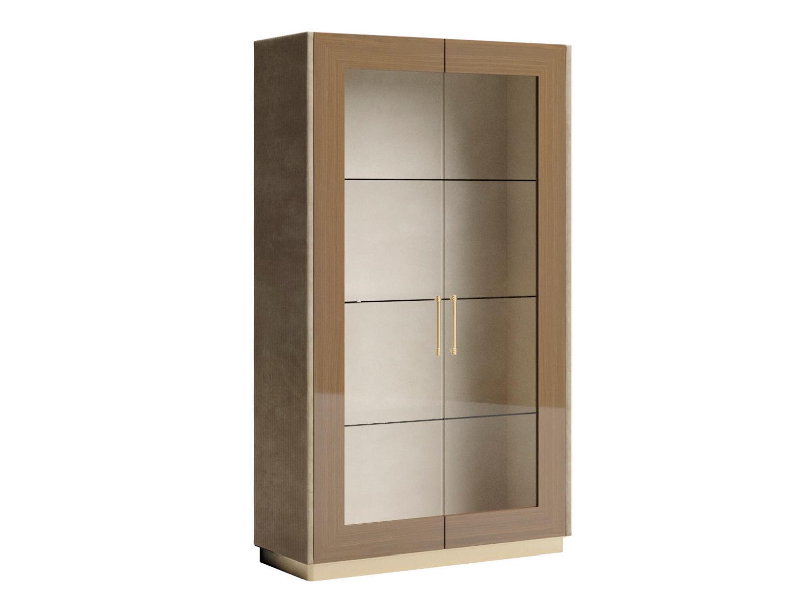 AUGUSTA Wood and glass display cabinet with integrated lighting