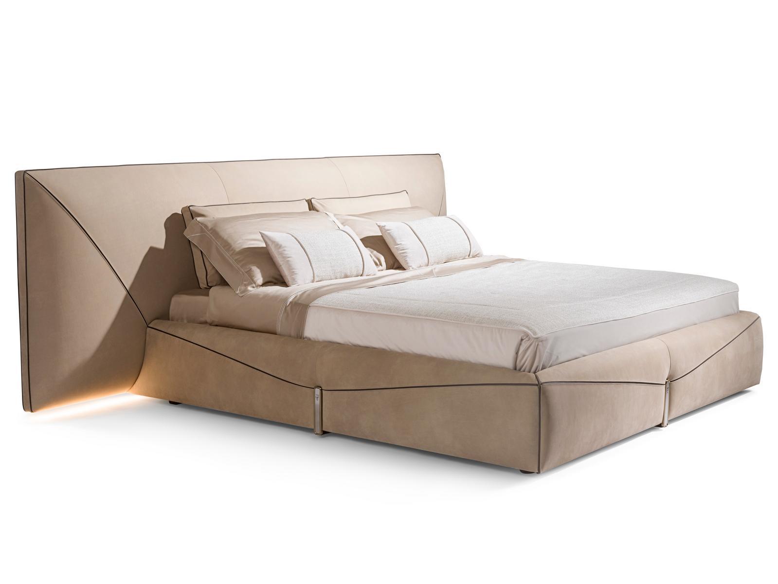 BASTIAN Nabuk double bed with upholstered headboard