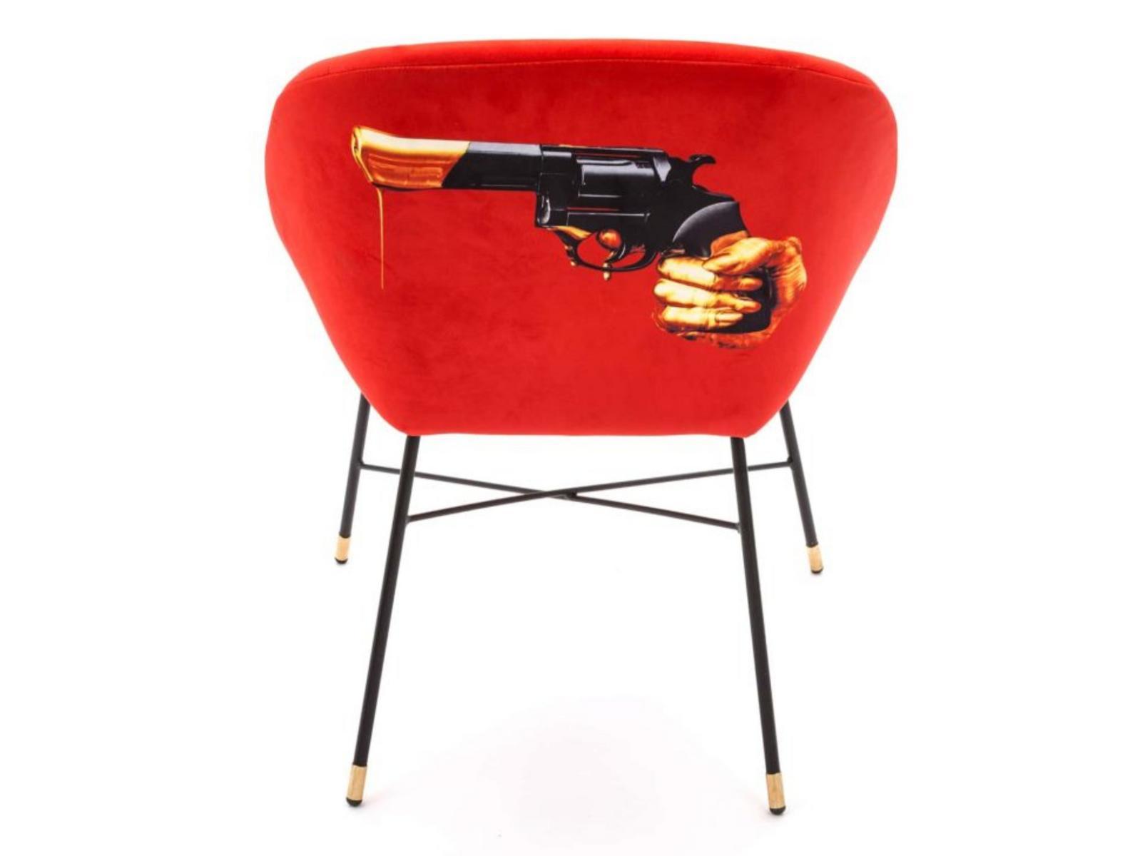REVOLVER Upholstered fabric chair with armrests