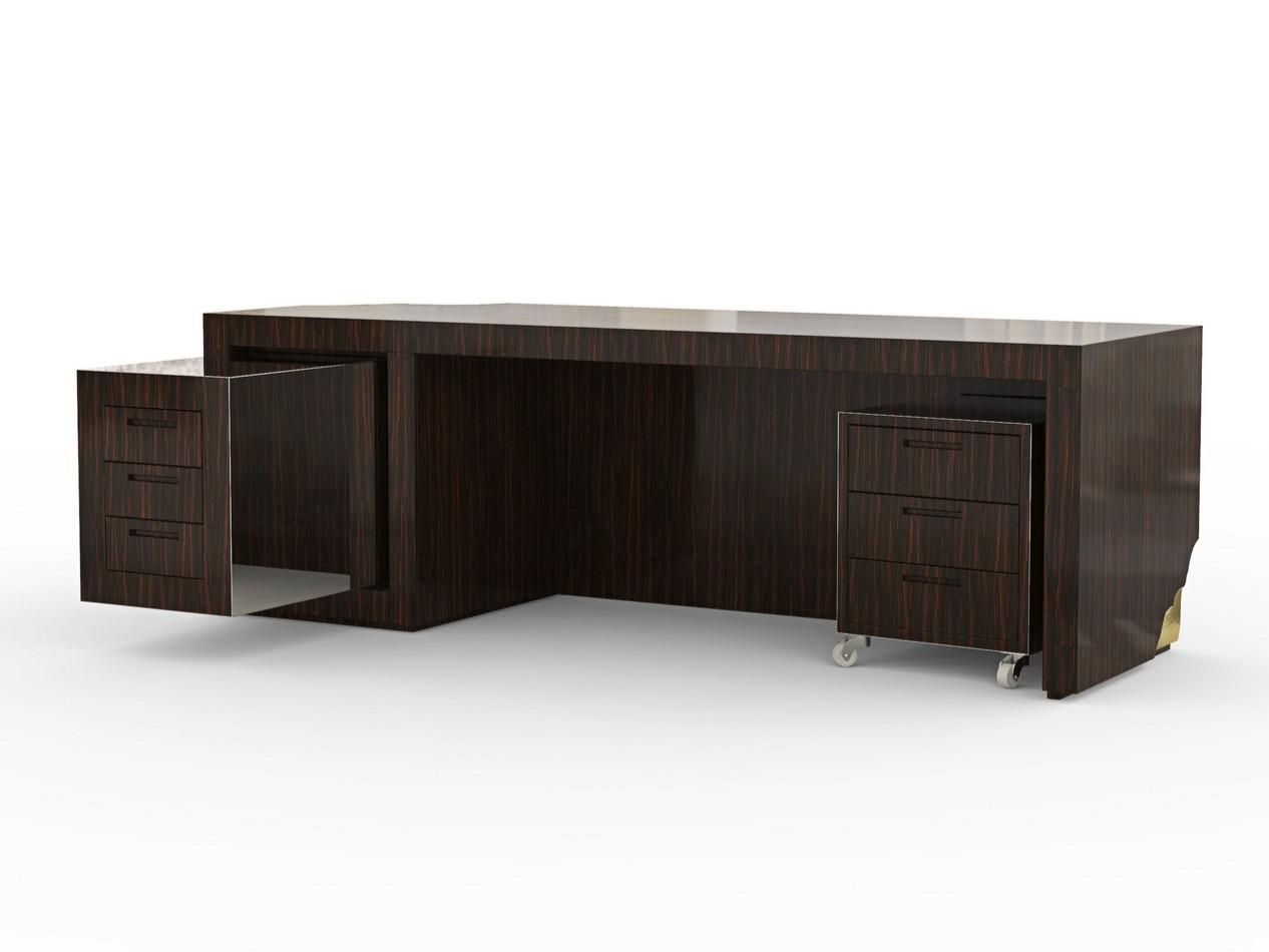 EMPIRE Rectangular ebony writing desk with drawers