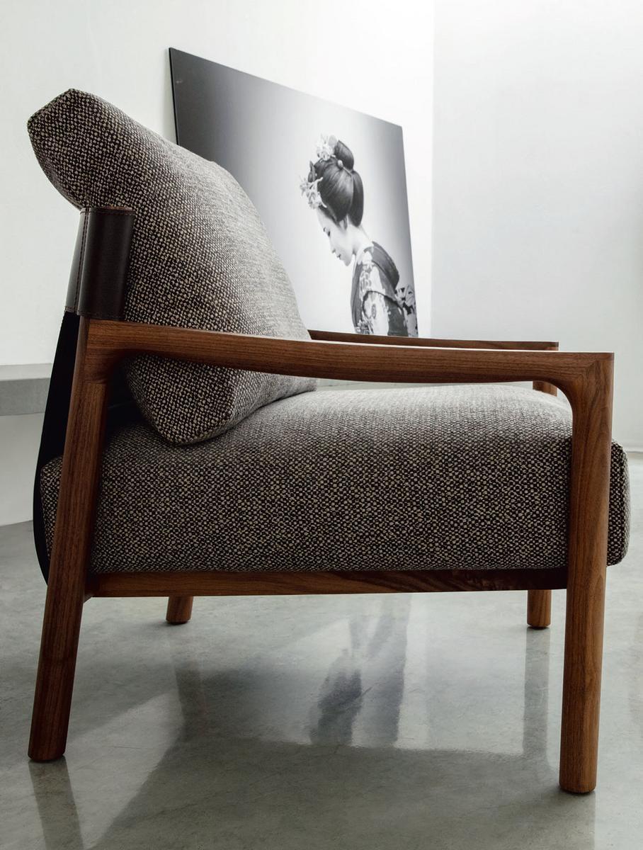 VERA Upholstered fabric armchair with armrests