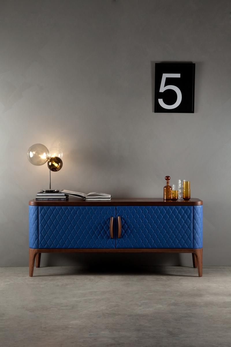 TIFFANY Leather sideboard with doors