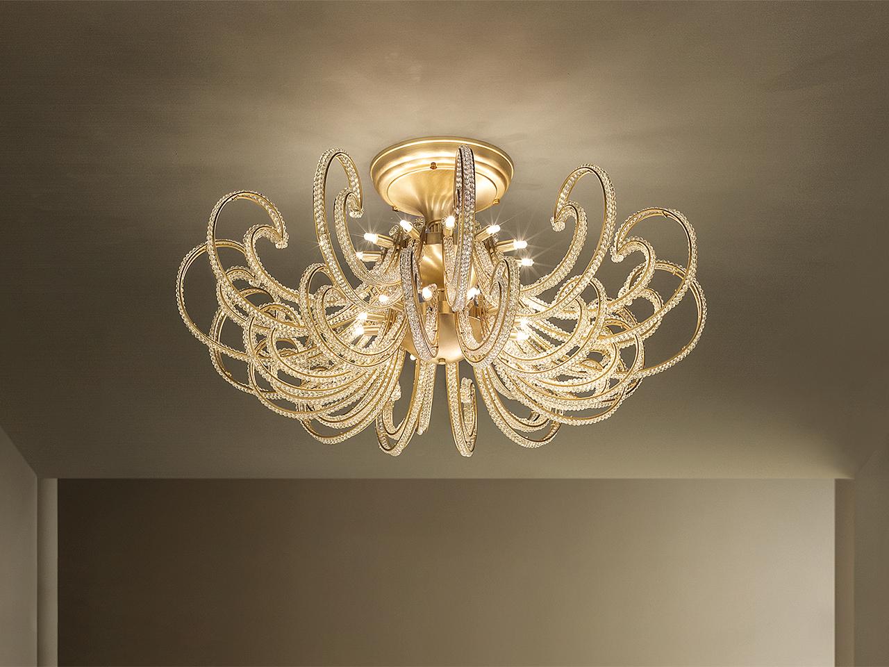 CRISTALIS PL24 Metal ceiling lamp with crystals