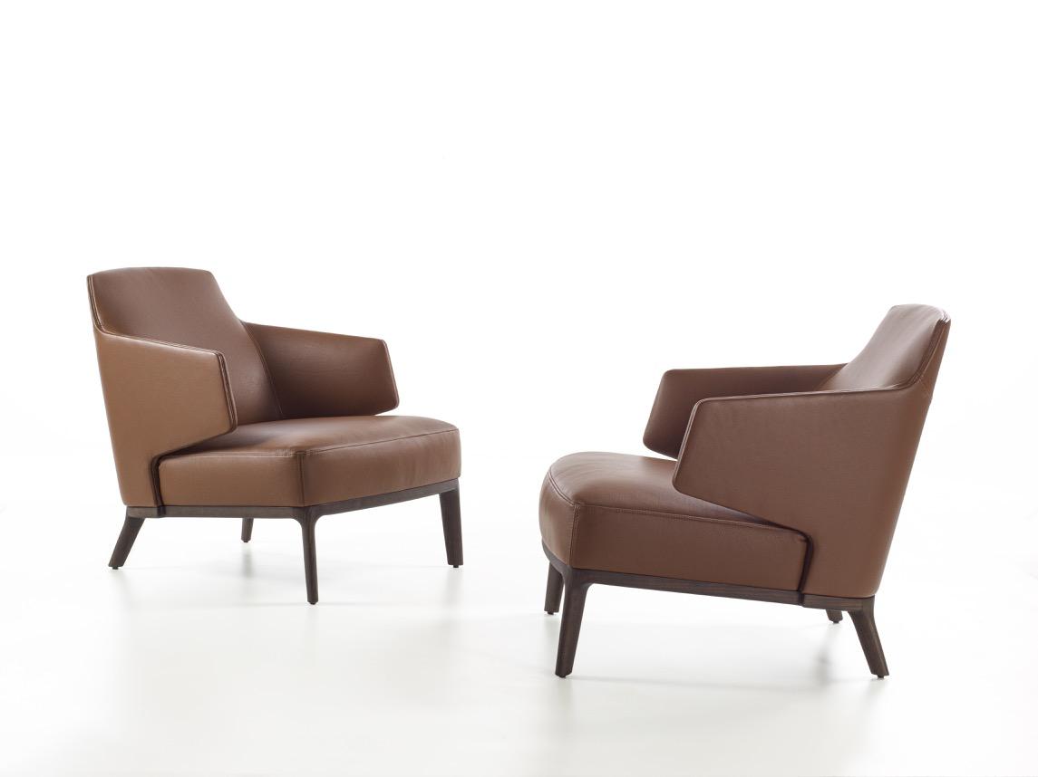 AMANDA Leather armchair with armrests