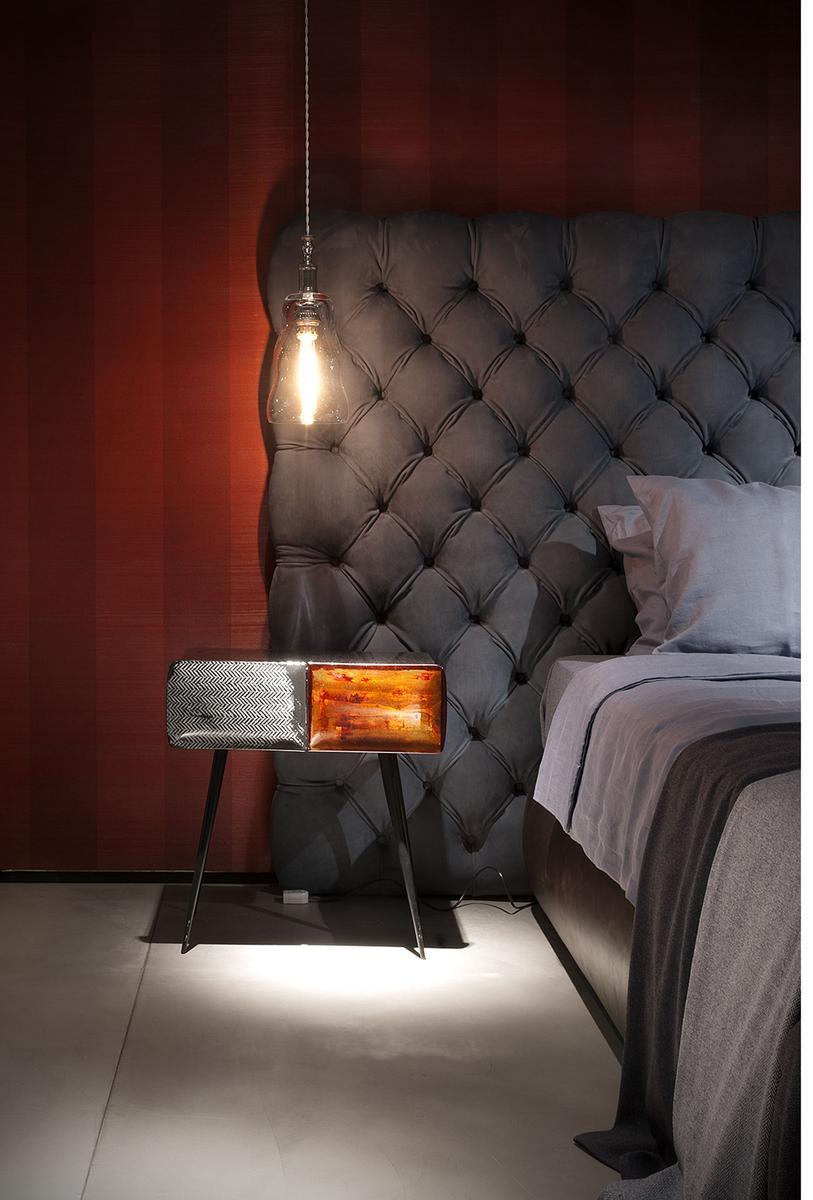 HEAVEN Leather double bed with tufted headboard