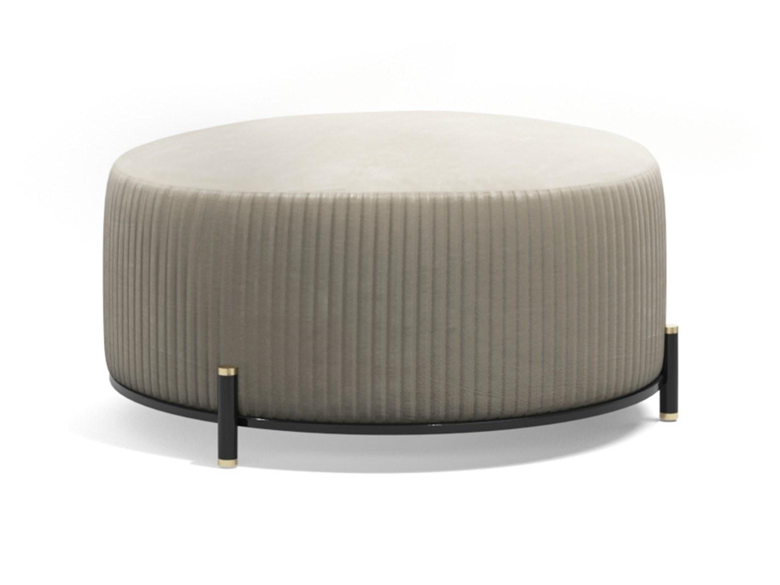 TOULOUSE .90 Upholstered round fabric pouf
