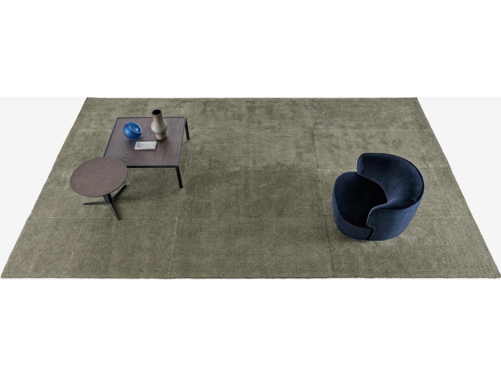 STRIPE Rectangular striped wool and silk rug