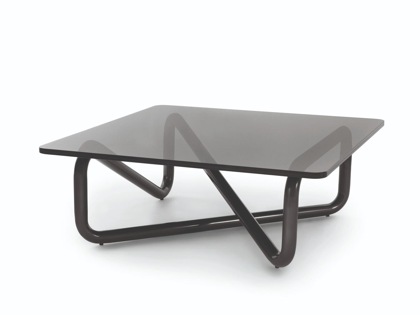 INFINITY Square glass and steel coffee table