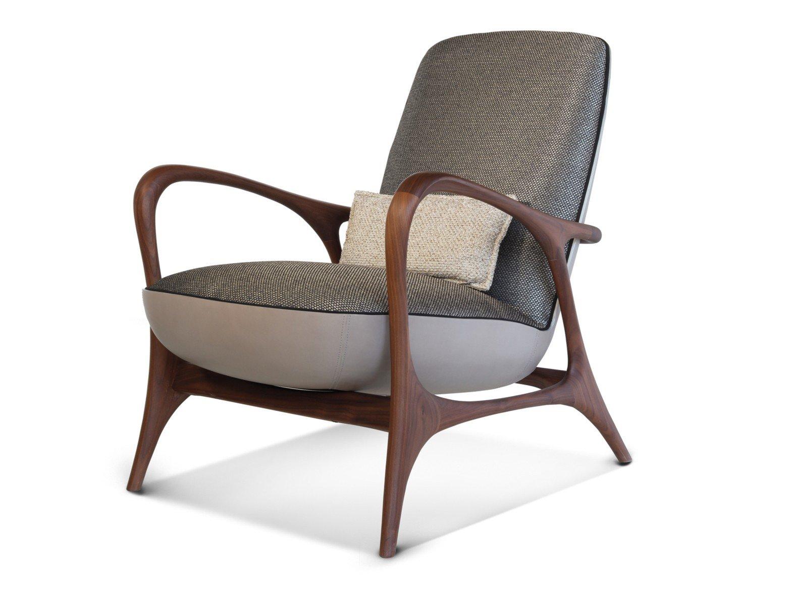 REA Upholstered high-back fabric armchair with armrests