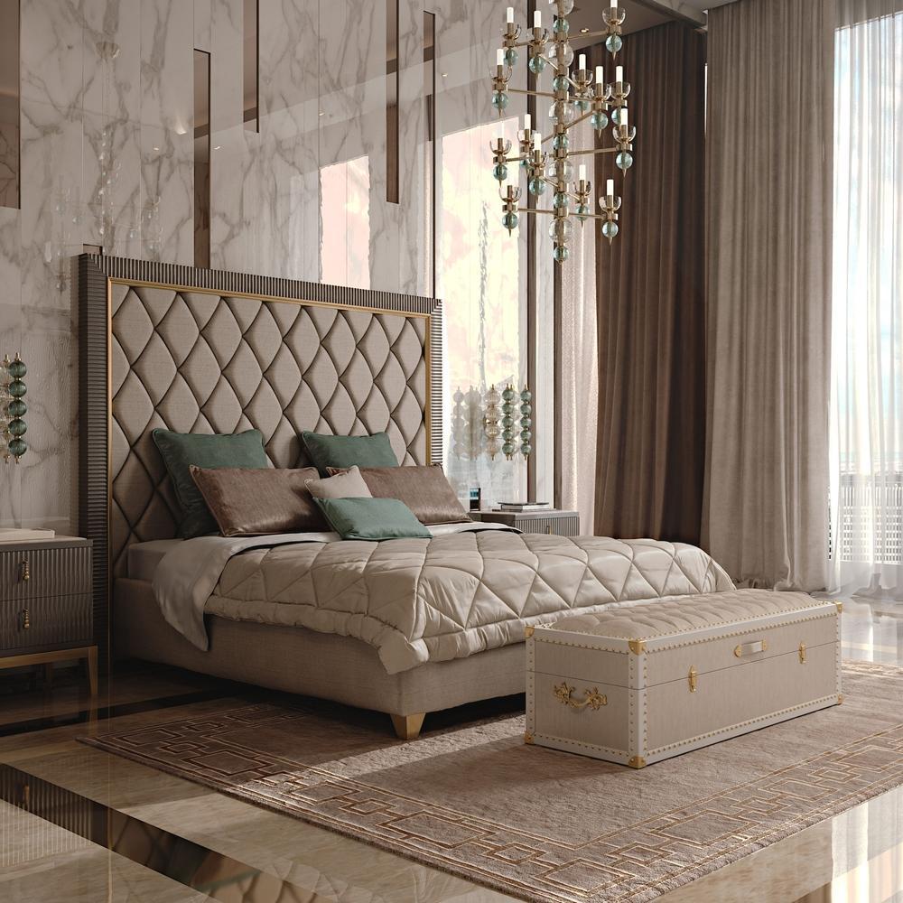 GATSBY Velvet bed with high headboard