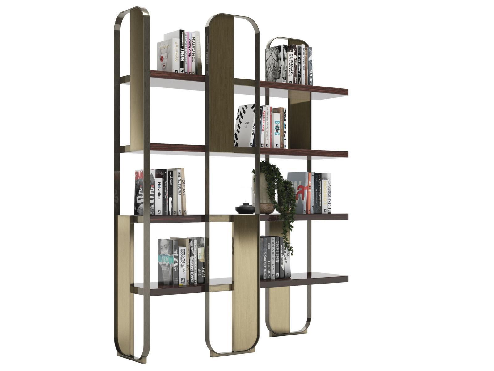 GISELLE Freestanding steel and wood bookcase