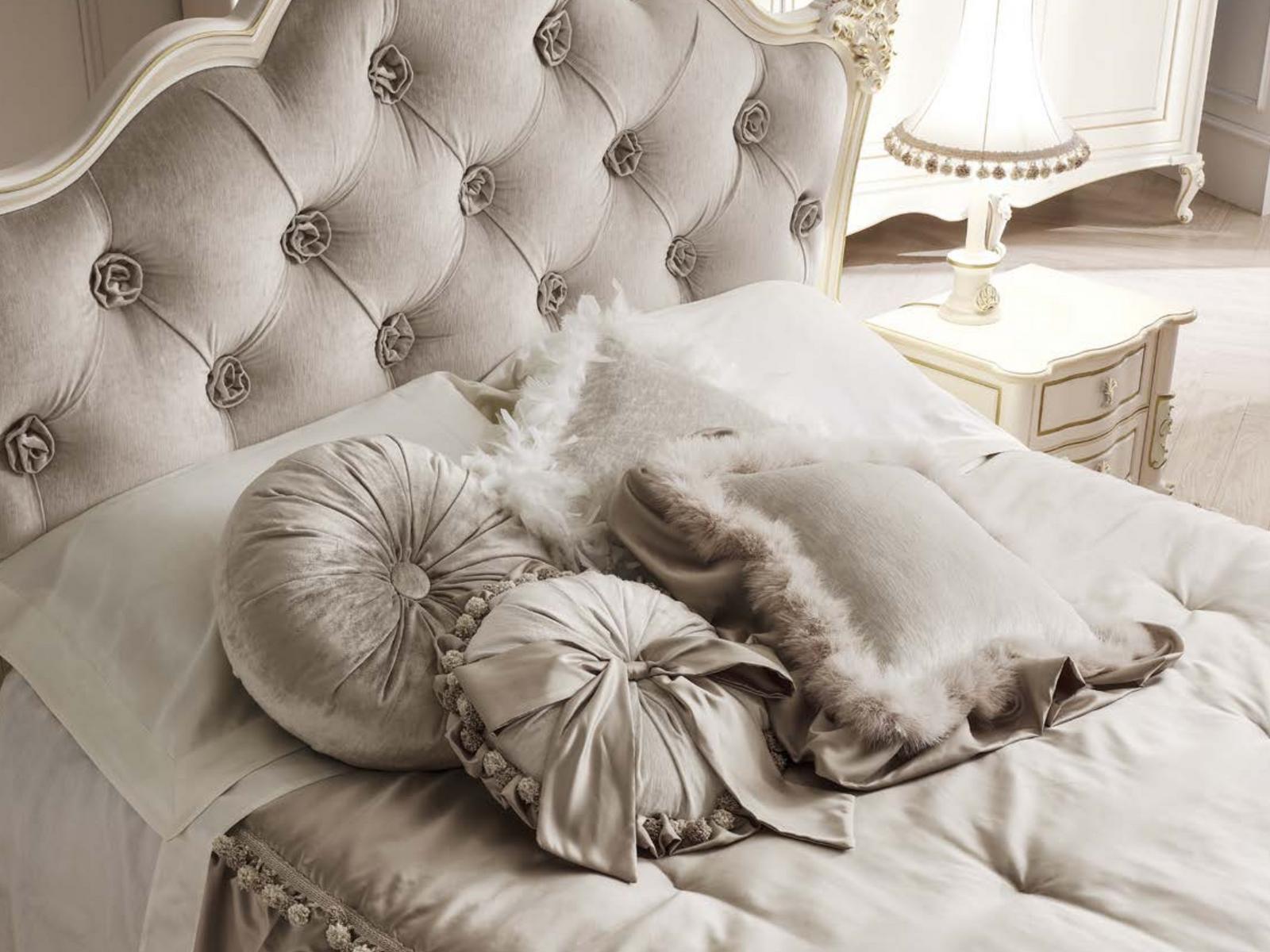 PERLA Double bed with upholstered headboard