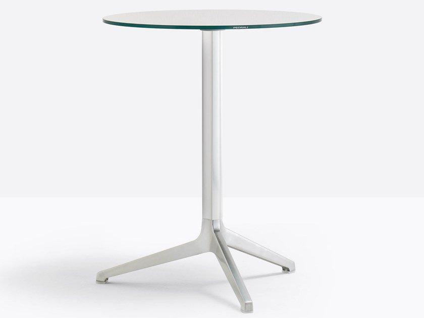 YPSILON 4790V Drop-leaf stackable glass and aluminium table