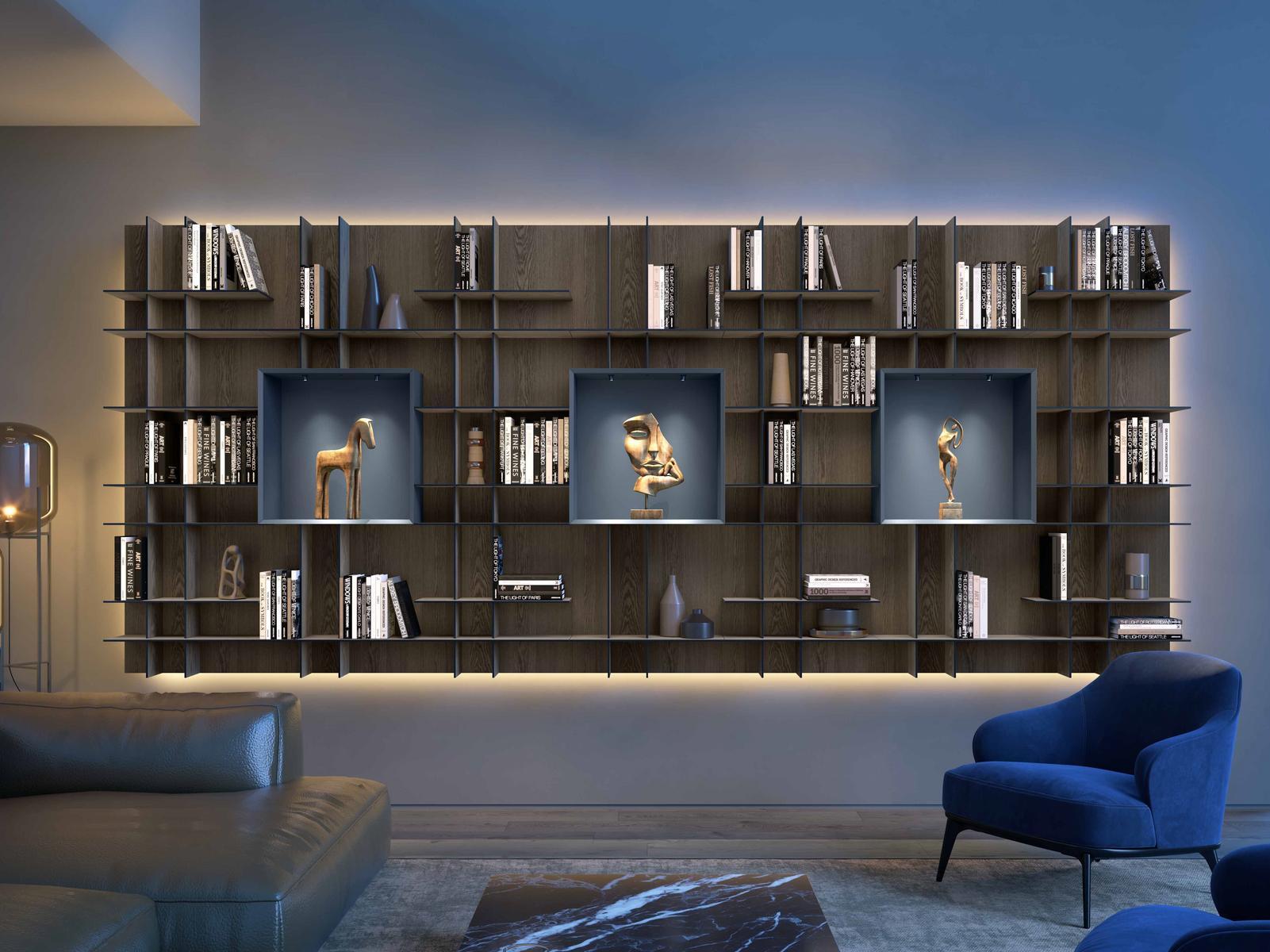 MOVIDA Wall-mounted sectional bookcase