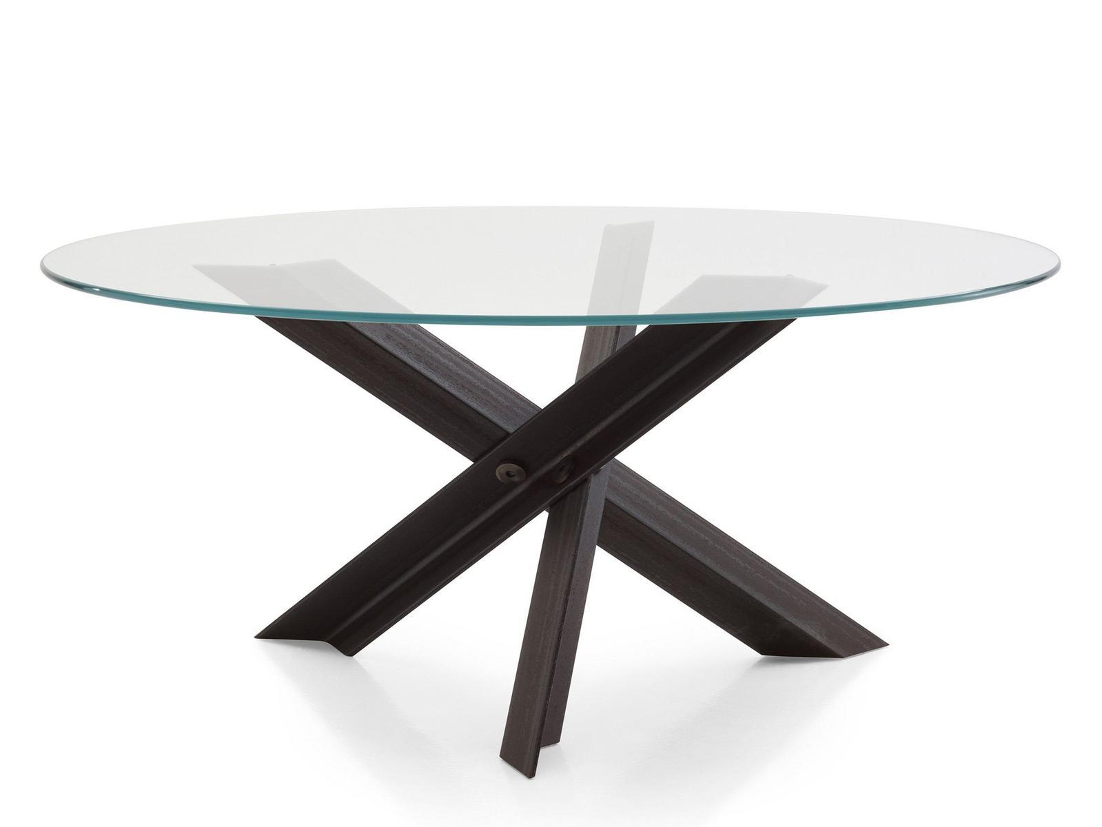 BOLT Round glass and steel living room table