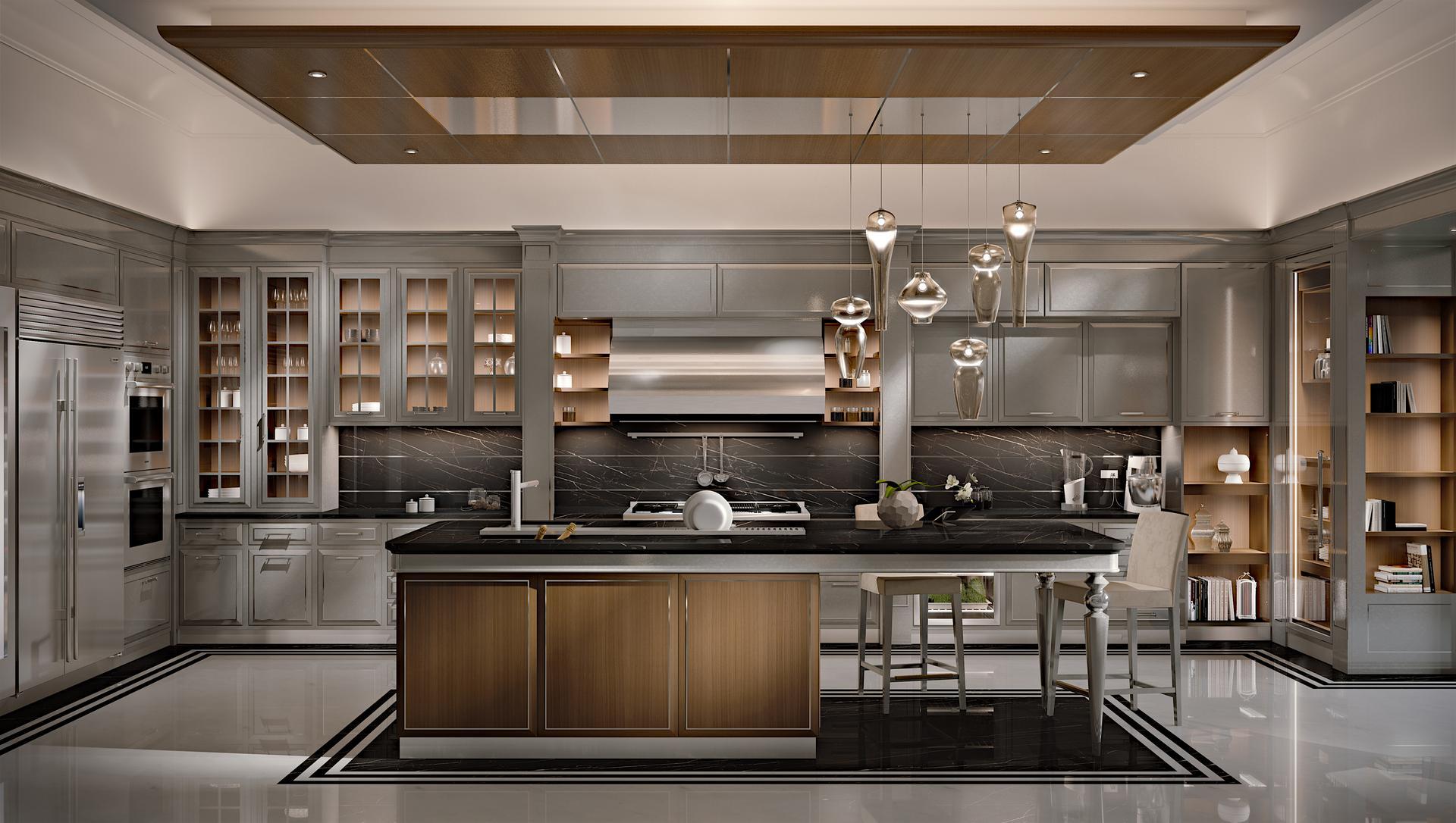 Custom wooden kitchen with island Martini interiors Essenza