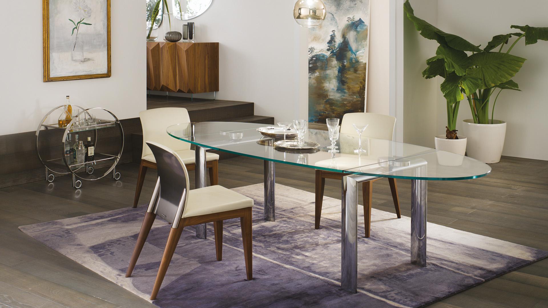 POLICLETO Oval glass dining table