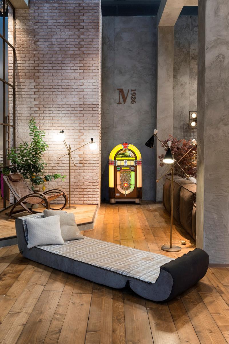 PAPPAGALLE Leather and fabric armchair bed