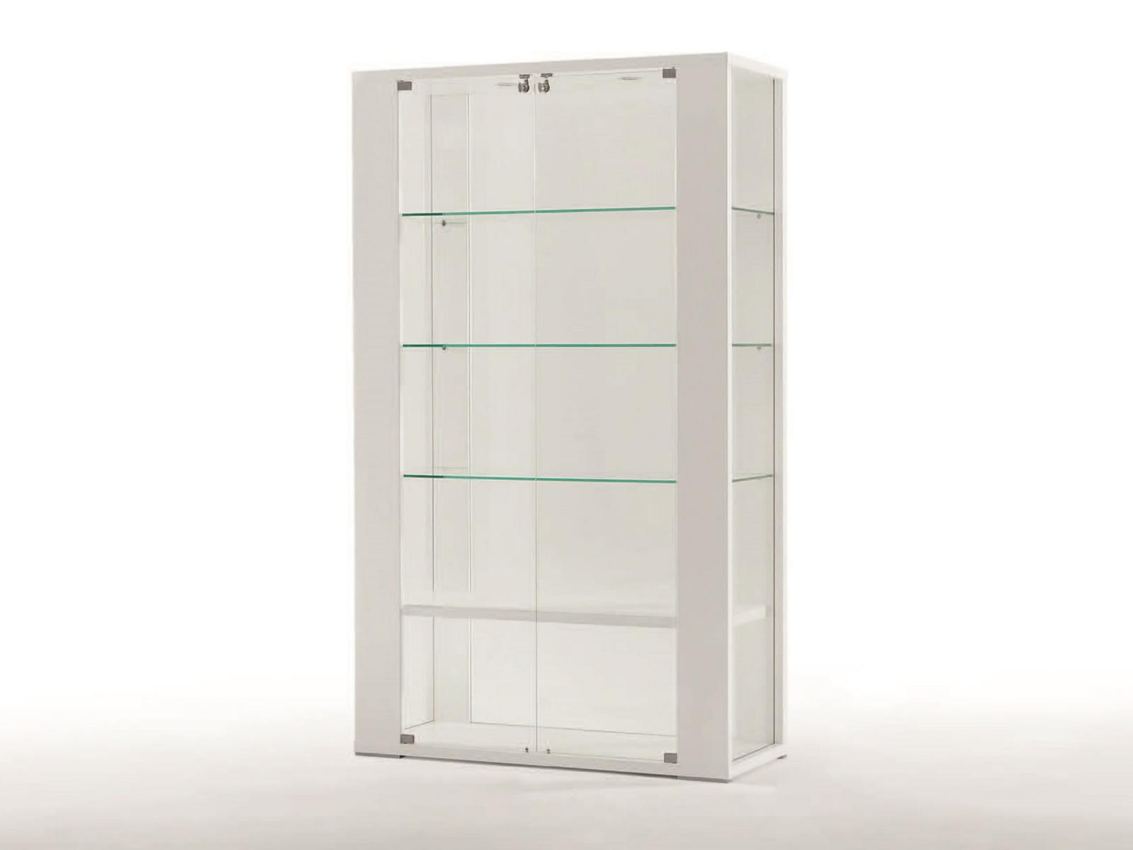 AURORA Wood and glass display cabinet with integrated lighting
