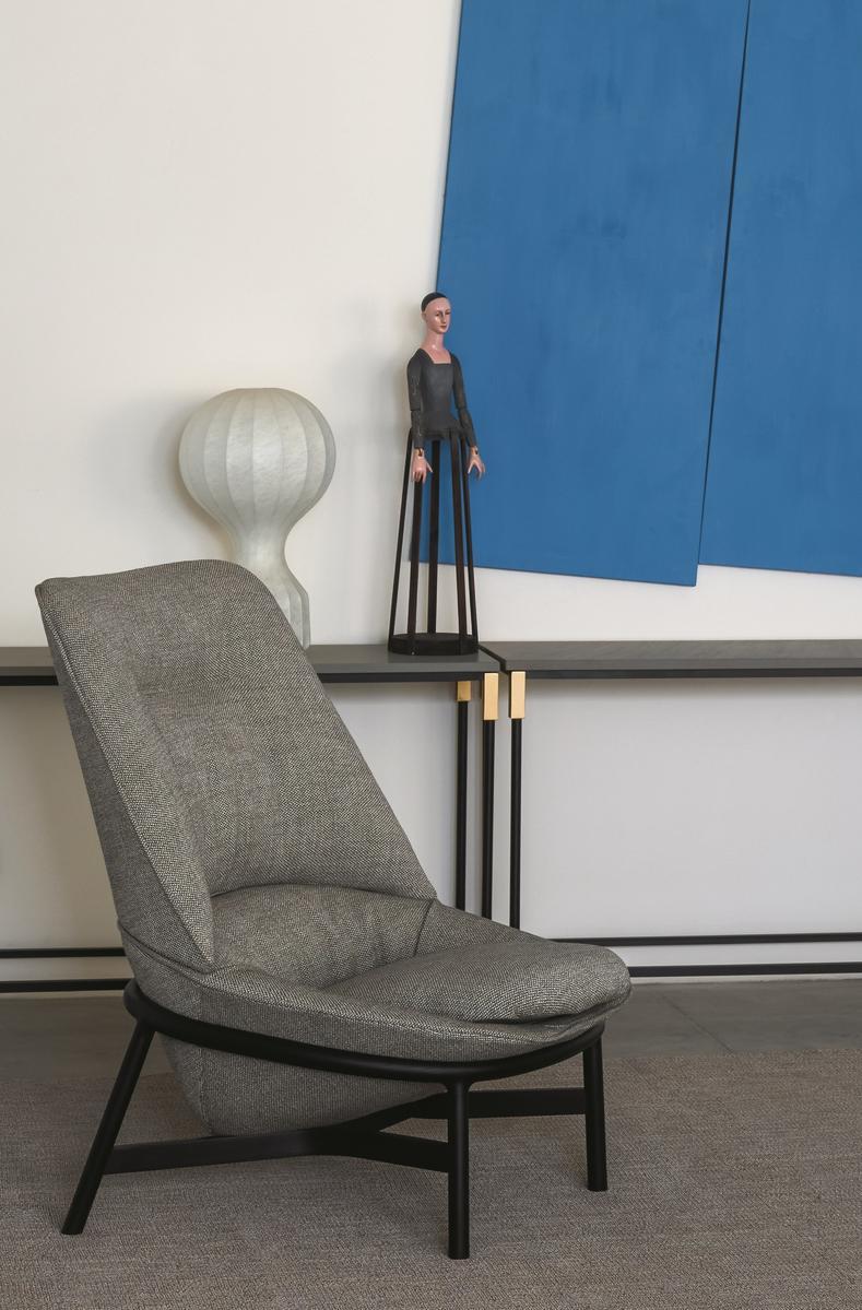 LADLE LOW Upholstered fabric armchair