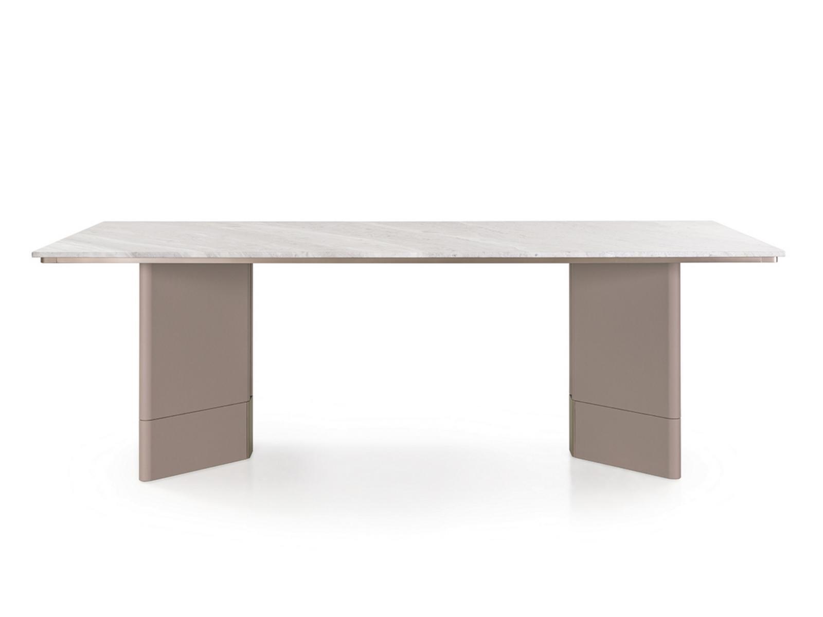 ZERO Rectangular marble and leather table