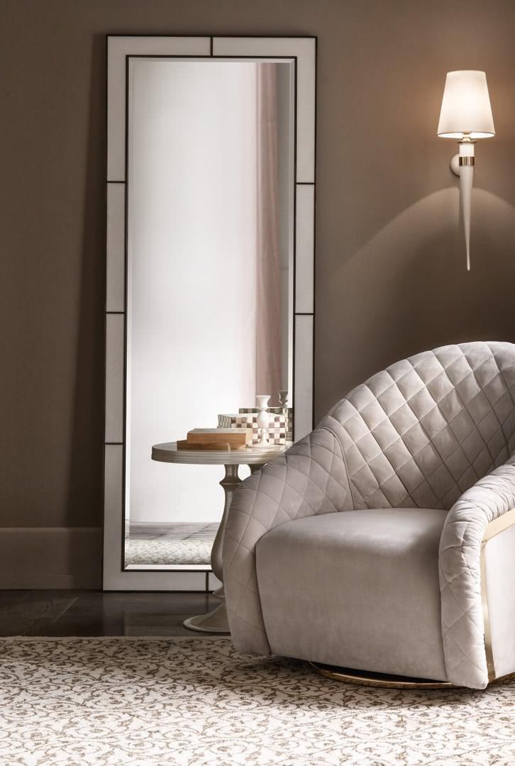 AMELIA Rectangular leather mirror