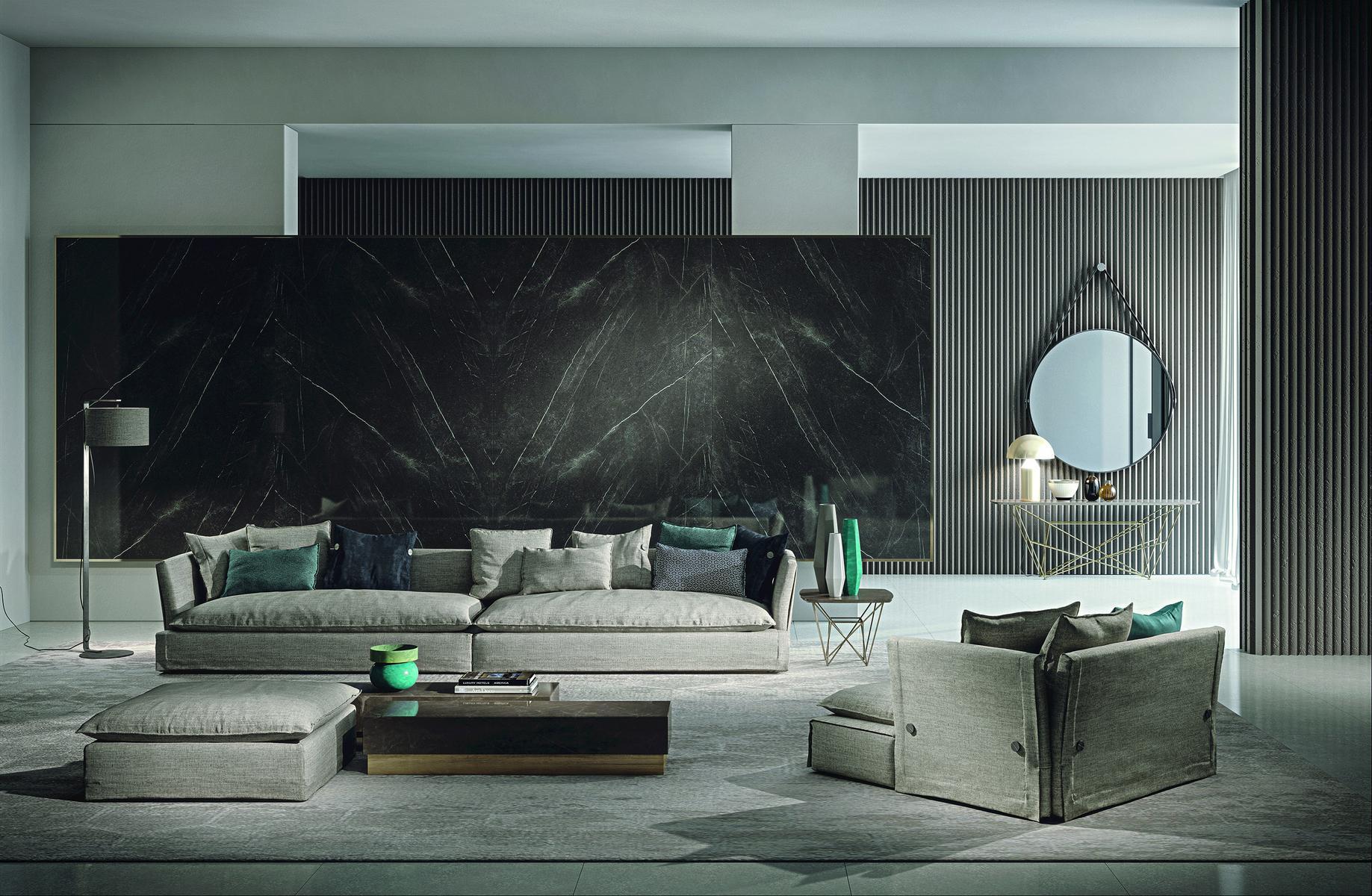 KIMONO Sectional upholstered fabric sofa