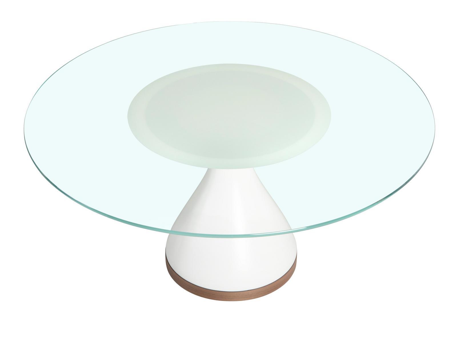 DOLLY Round glass table and base in agglomerated marble