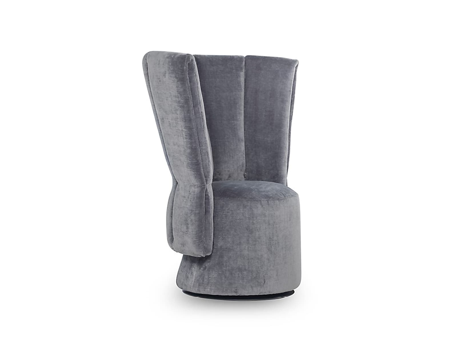 VIVI Vivì chair offers an intimate, soul-refuge with a high back and tail base design, available in swivel, container options, and leather or fabric.