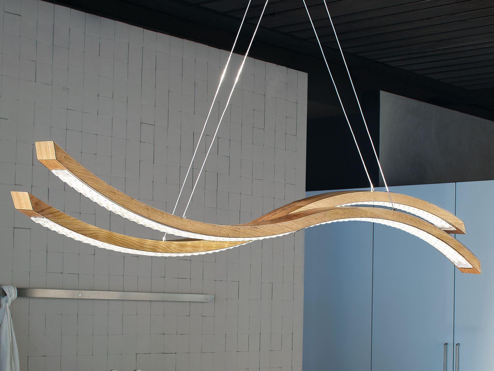 LIBE S100 LED direct light oak pendant lamp