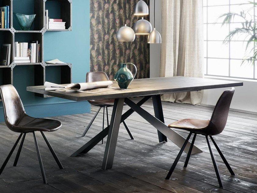 PARIGI ABETE + METAL Rectangular fir dining table