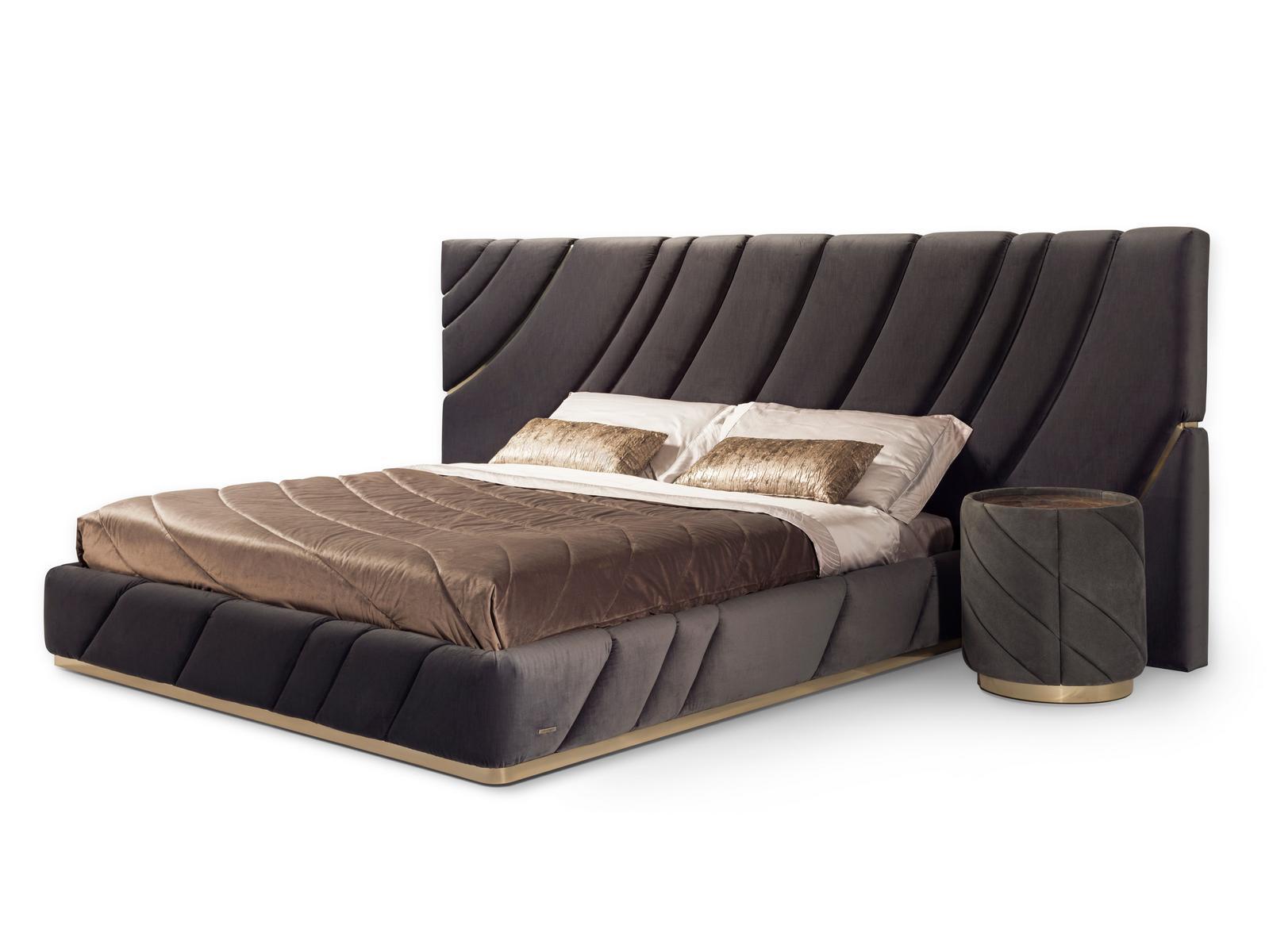 ULTRASOUND Fabric double bed with upholstered headboard