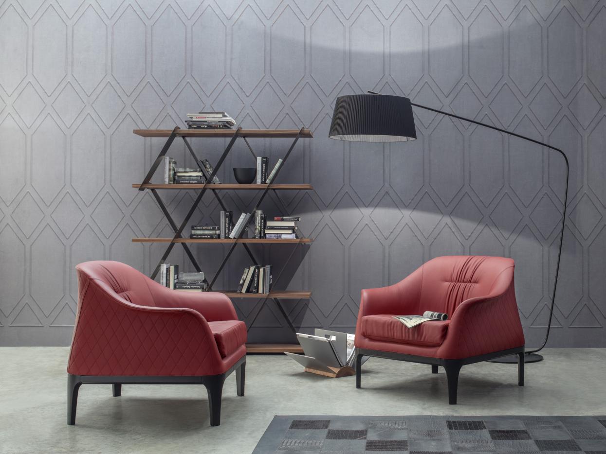 TIFFANY Upholstered leather armchair with armrests