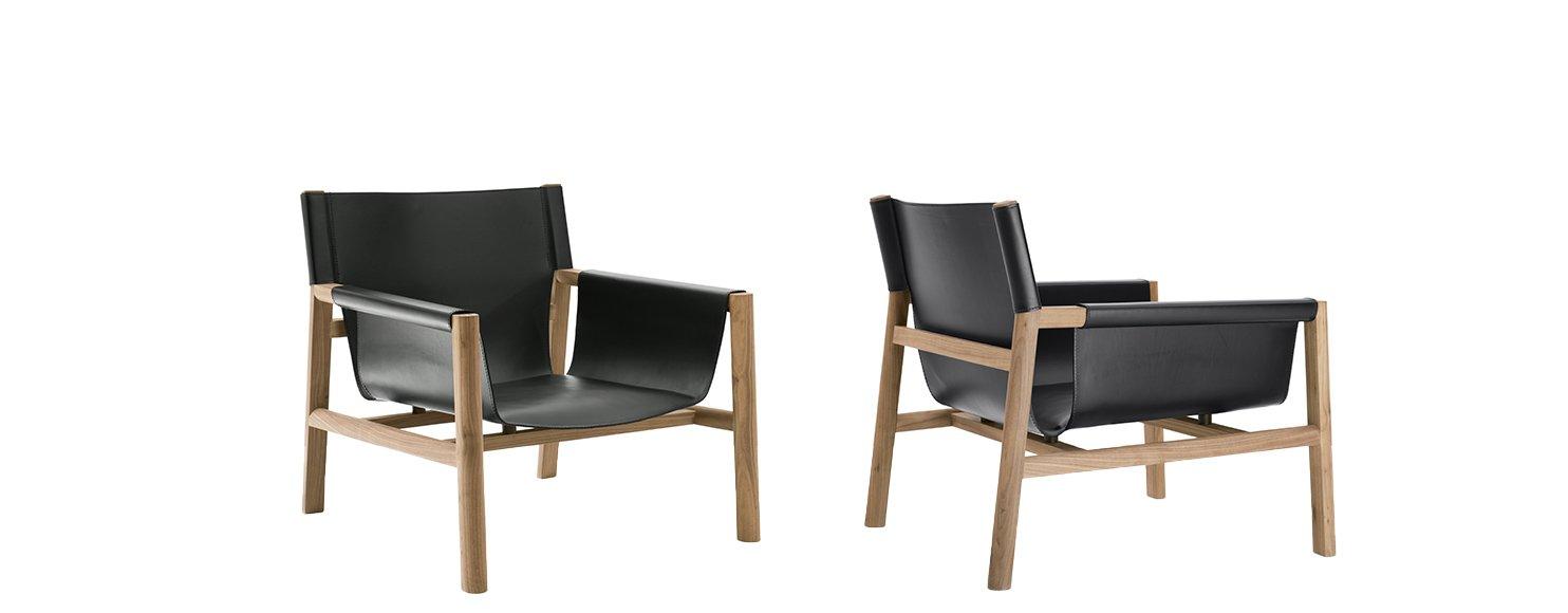 PABLO Tanned leather armchair with armrests