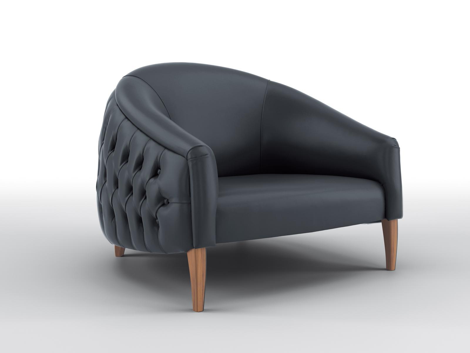 MARYLOU Tufted leather armchair with armrests