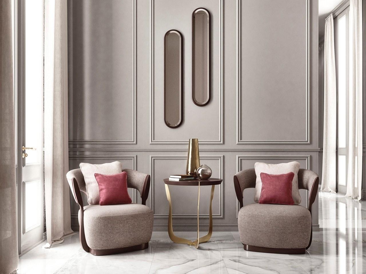 PR.696 Fabric armchair with armrests