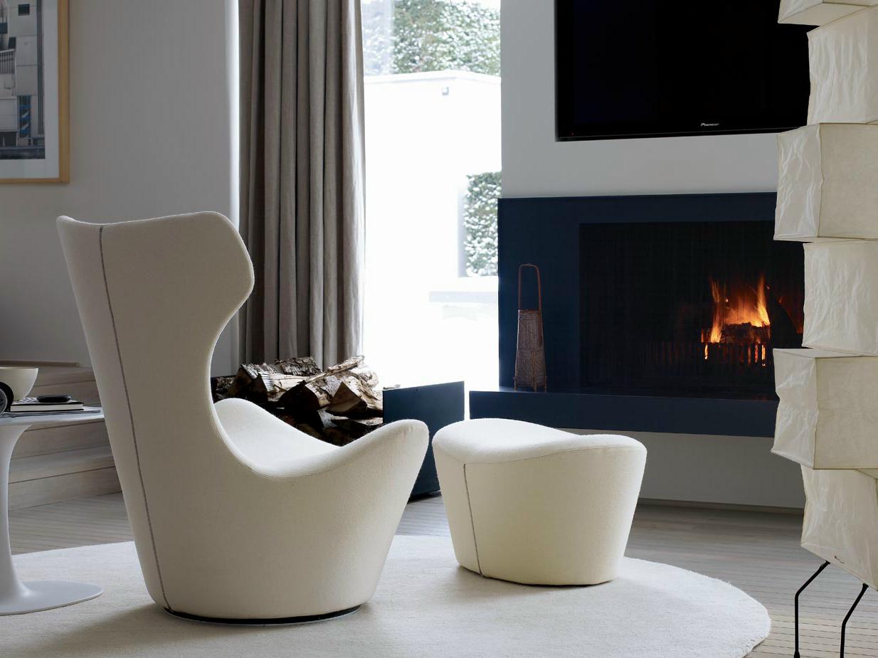 GRANDE PAPILIO Swivel upholstered high-back armchair