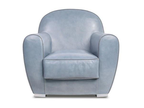 AMBURGO BABY Leather armchair with armrests