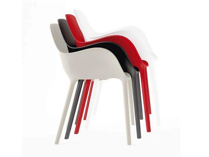 SABINAS Stackable polypropylene chair with armrests